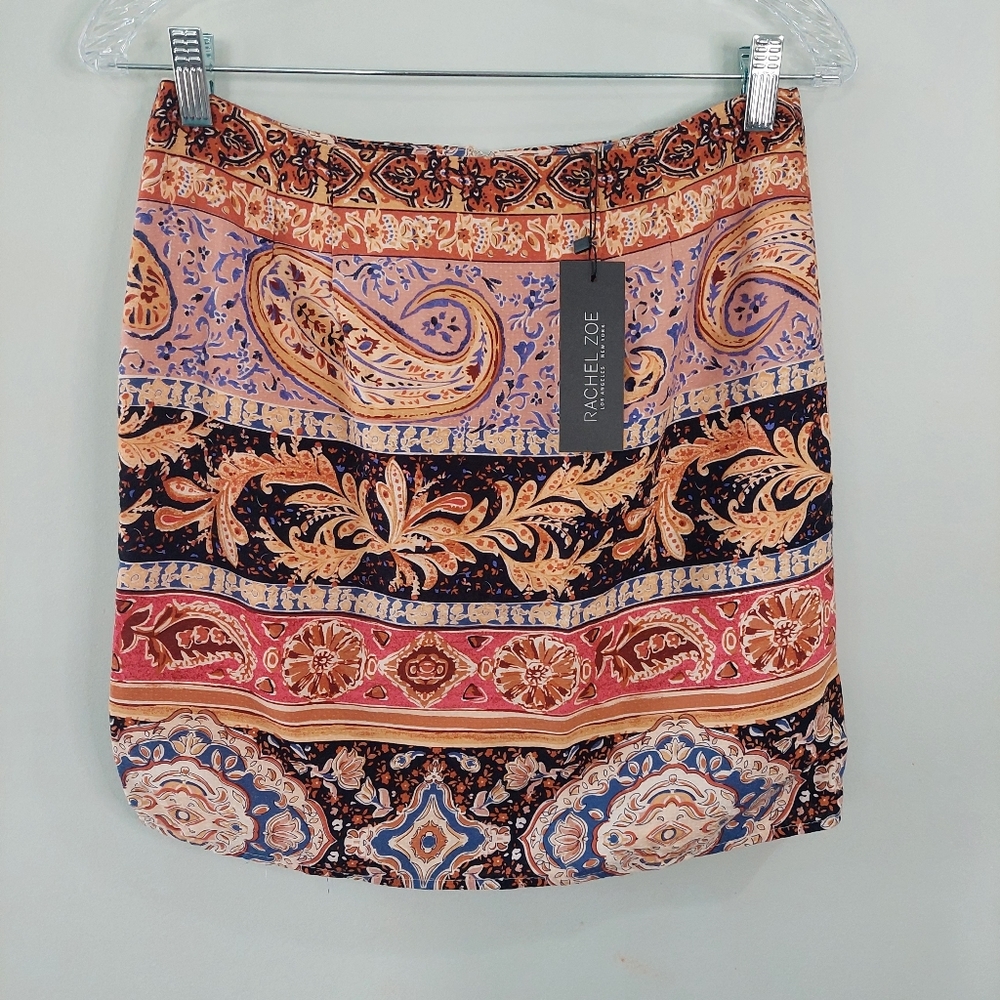Rachel Zoe mini skirt size 2 NWT boho bohemian multicolor print